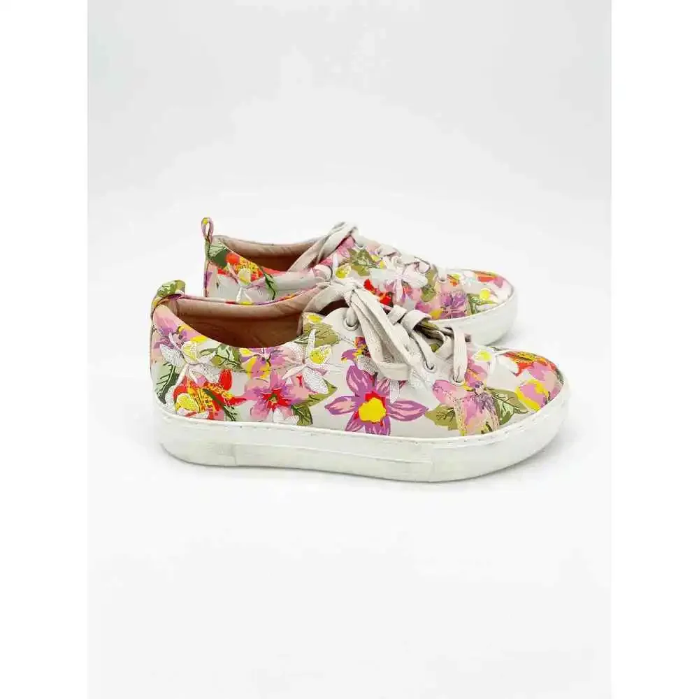 J/Slides NYC x Anthropologie Appy Platform Sneakers Floral Embroidered Size 7 - Picture 4 of 7